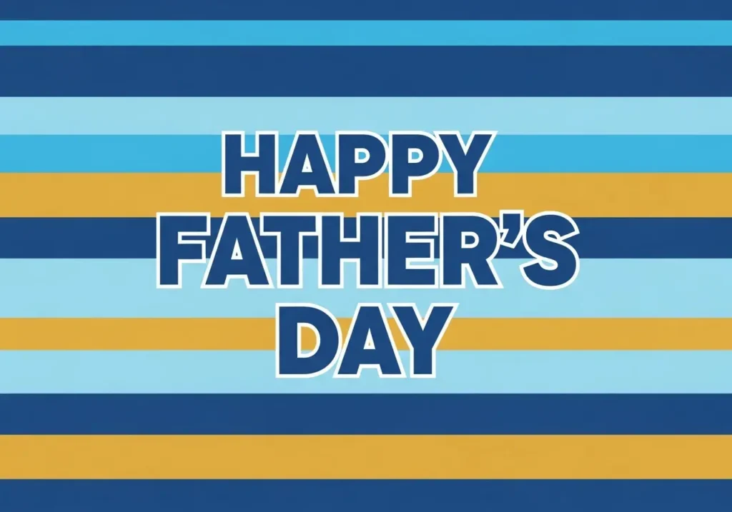 An AI-generated Happy Father's Day image showing a greeting on a striped background