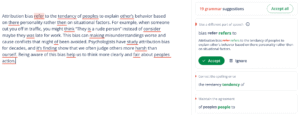 Example of QuillBot grammar checker