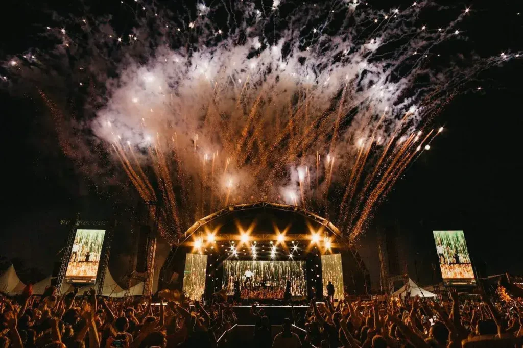 A concert with fireworks