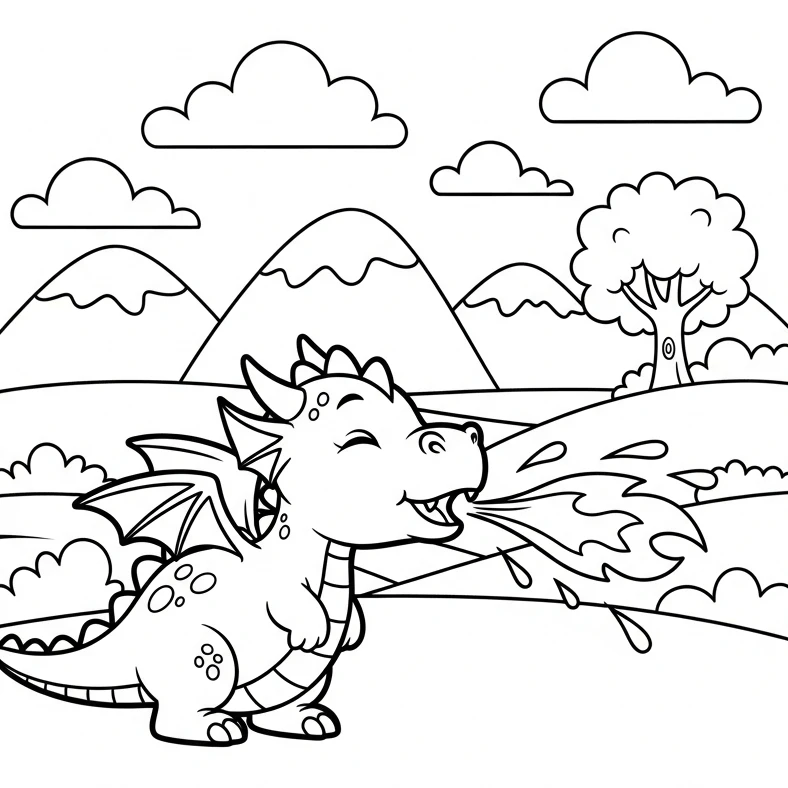 Drachen-Ausmalbild