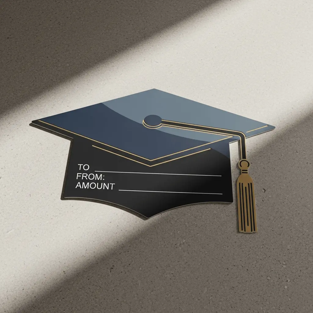 graduation gift card idea in the shape of a graduation cap