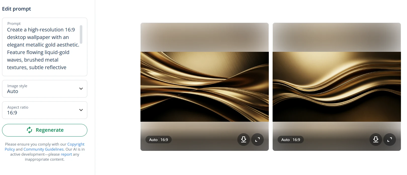 Gold wallpaper created with Quillbot's free AI Wallpaper Generator