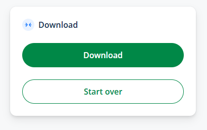 Compress JPG tool download and start over buttons
